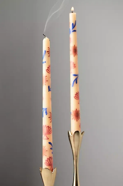 Anthropologie Dimitria Handpainted Taper Candles, Set Of 2 In Multi