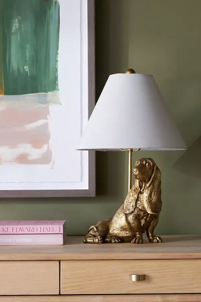 Anthropologie Dog Table Lamp In Gold