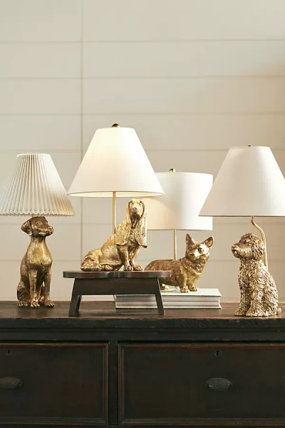 Anthropologie Dog Table Lamp In Gold
