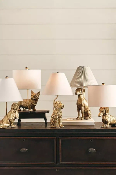 Anthropologie Dog Table Lamp In Gold