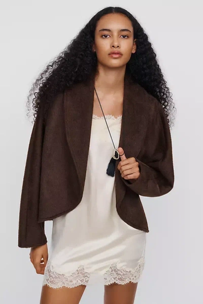Anthropologie Dolman Sleeve Brushed Cocoon Jacket In Brown