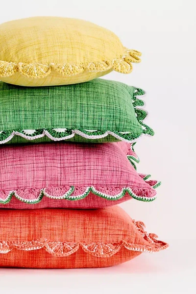 Anthropologie Dominica Outdoor Woven Fruit Trim Pillow In Multi