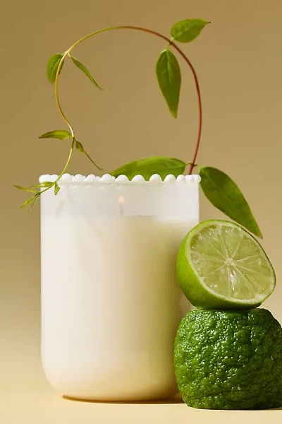 Anthropologie Dotted Rim Fresh White Cashmere & Musk Glass Candle