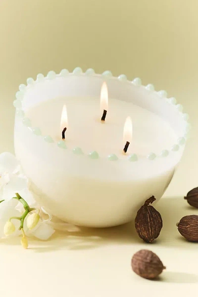 Anthropologie Dotted Rim Fresh White Tonka & Santal Glass Candle