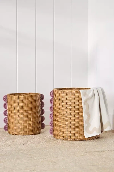 Anthropologie Dottie Scalloped Wicker Baskets, Set Of 2 In Brown