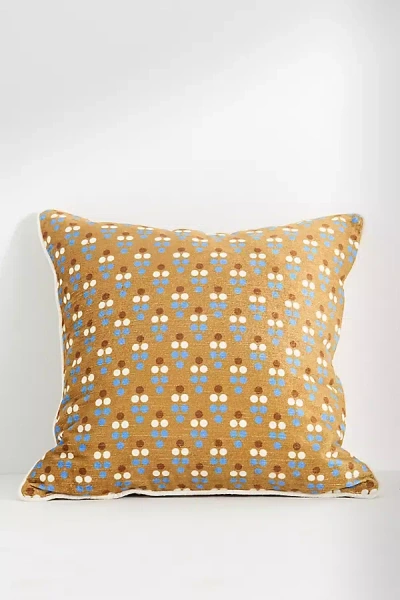 Anthropologie Dottie Velvet Patterned Pillow In Yellow