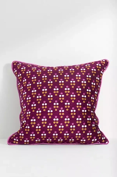 Anthropologie Dottie Velvet Patterned Pillow In Purple