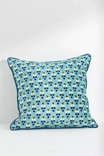 Anthropologie Dottie Velvet Patterned Pillow In Blue