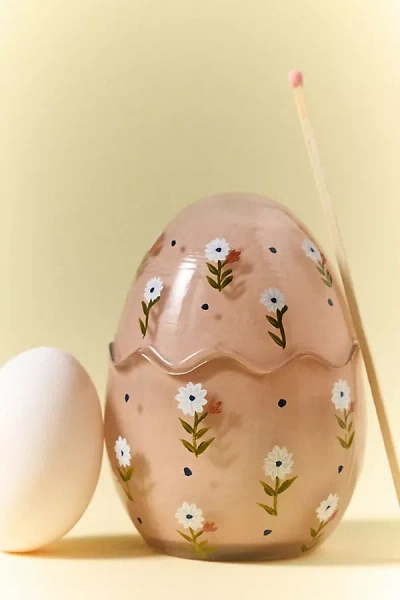 Anthropologie Easter Egg Floral Peony Blush Glass Candle In Pink