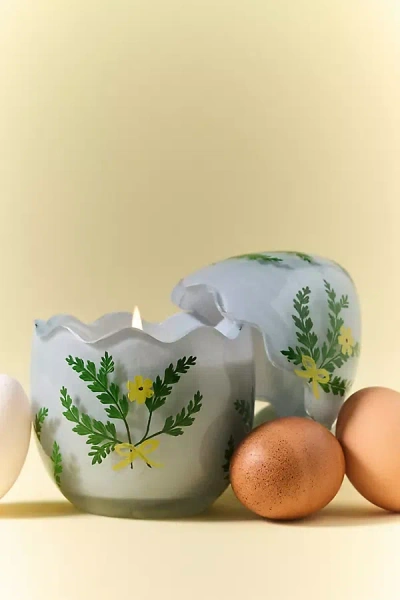 Anthropologie Easter Egg Fresh Cotton Blossom & Neroli Glass Candle In Blue
