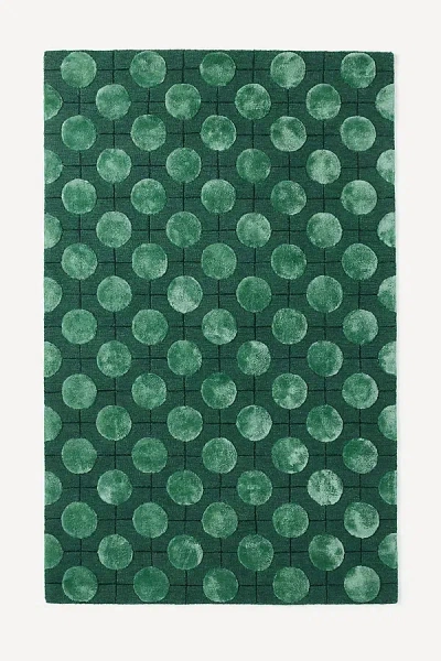 Anthropologie Eclipse Tufted Wool-viscose Blend Geometric Rug In Green