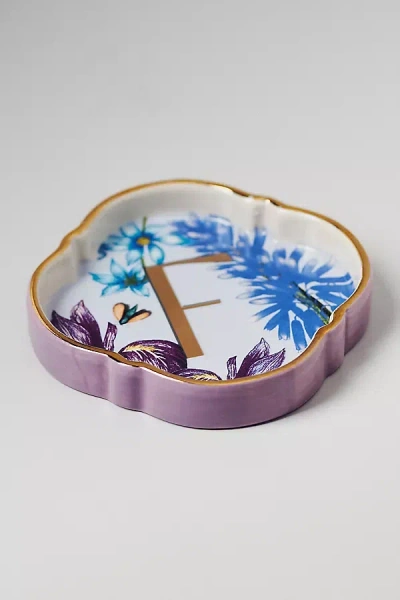 Anthropologie Eden Monogram Stoneware Trinket Dish In Purple
