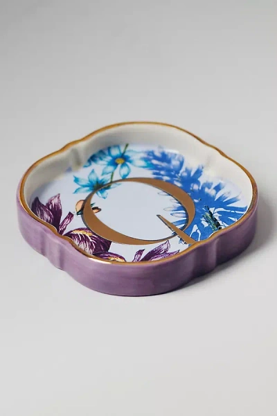 Anthropologie Eden Monogram Stoneware Trinket Dish In Purple