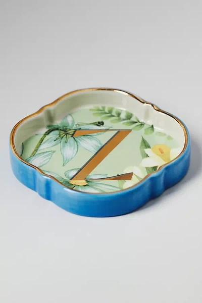 Anthropologie Eden Monogram Stoneware Trinket Dish In Blue