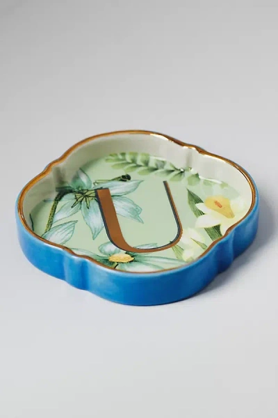 Anthropologie Eden Monogram Stoneware Trinket Dish In Green