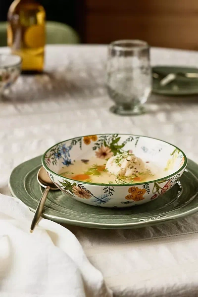 Anthropologie Eden Stoneware Pasta Bowls, Set Of 4 In Green