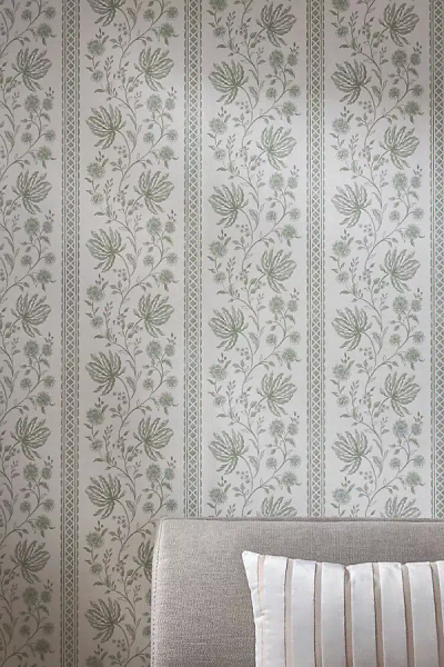 Anthropologie Edgemoor Jacobean Stripe Wallpaper In Gray
