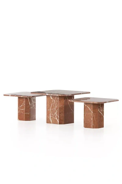 Anthropologie Edina Marble Coffee Tables, Set Of 3 In Brown