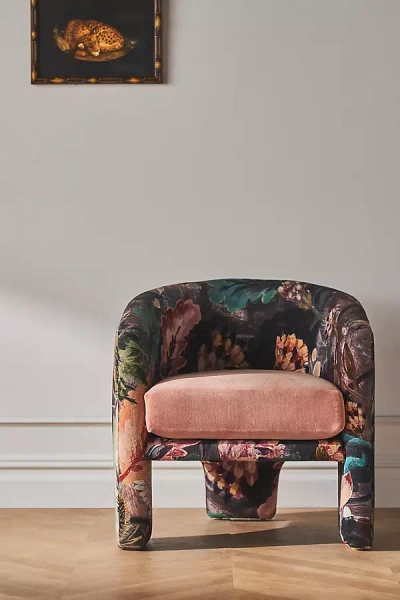 Anthropologie Effie Lena Velvet Tripod Chair In Multi