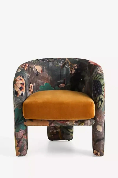 Anthropologie Effie Lena Velvet Tripod Chair In Multi