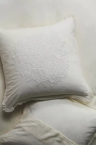 Anthropologie Elinor Embroidered Euro Sham In White