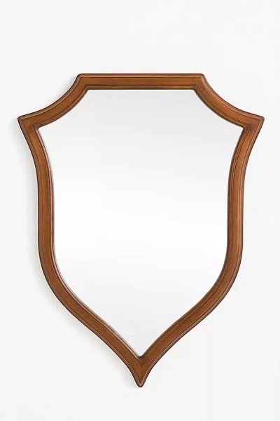 Anthropologie Elizabeth Mahogany Crest Wall Mirror In Brown