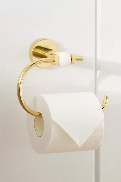 Anthropologie Elodie Brass Toilet Paper Holder In Pink