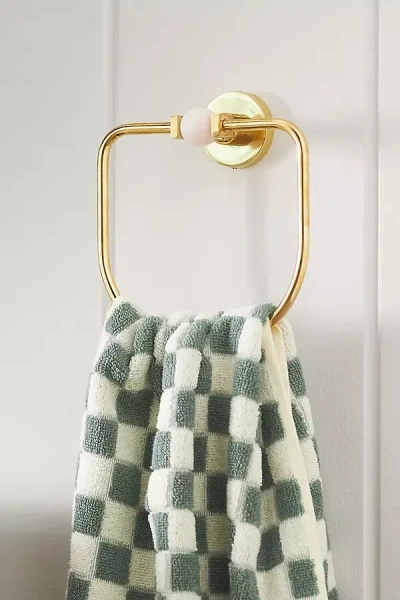 Anthropologie Elodie Brass Towel Ring In Pink