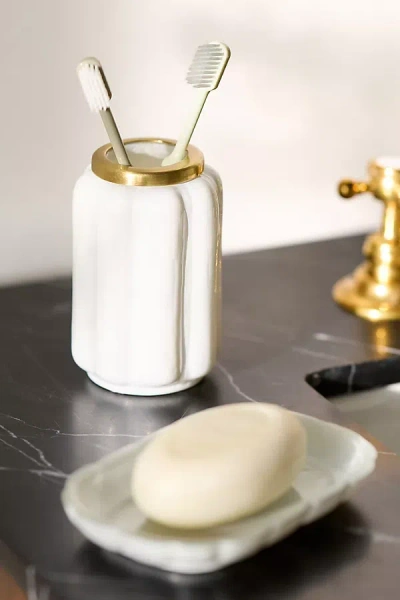 Anthropologie Eloise Scallop Glass Bath Tumbler In White
