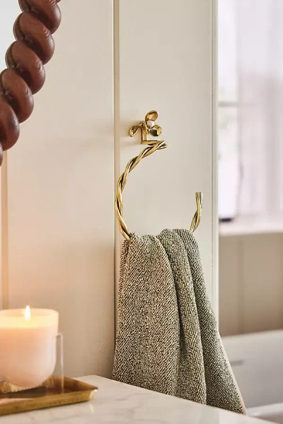 Anthropologie Elwood Mixed Metal Floral Towel Ring In Brown