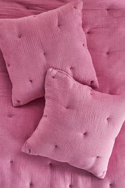 Anthropologie Elysian Cross-dyed Gauze Euro Sham In Pink