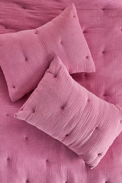 Anthropologie Elysian Cross-dyed Gauze Pillowcase, Set Of 2 In Pink