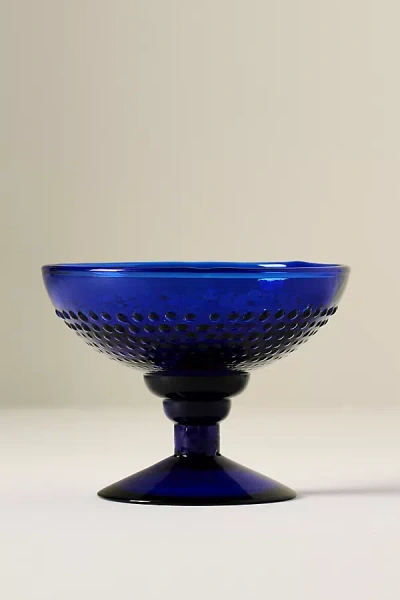 Anthropologie Embossed Coupe Glass In Blue