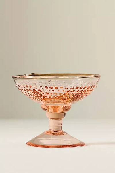 Anthropologie Embossed Coupe Glass In Pink