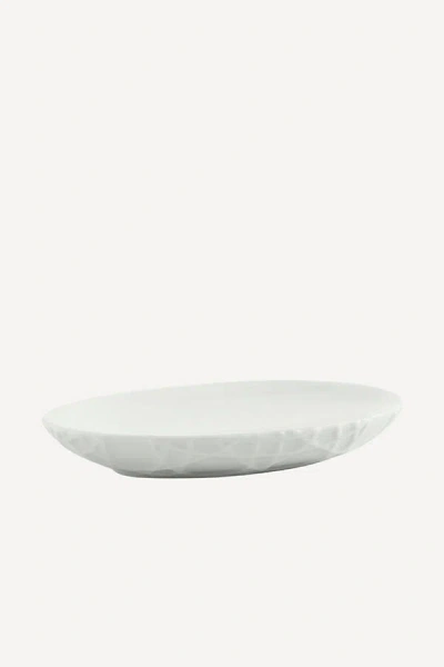 Anthropologie Embossed Rattan Porcelain Soap Dish In White