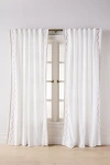 Anthropologie Embroidered Cotton Scalloped Border Curtain In White