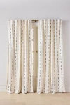 Anthropologie Embroidered Cotton Striped Hearts Curtain In White