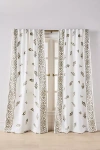 Anthropologie Embroidered Cotton Suzani Border Curtain In White