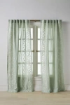 Anthropologie Embroidered Manette Curtain In Green