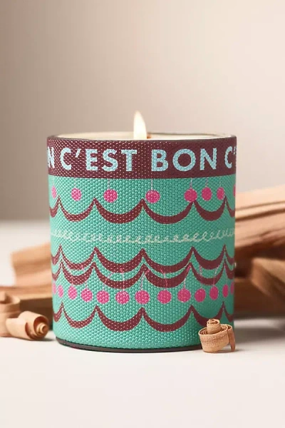 Anthropologie Emi Woody Fresh Balsam & Cedarwood Glass Candle In Green