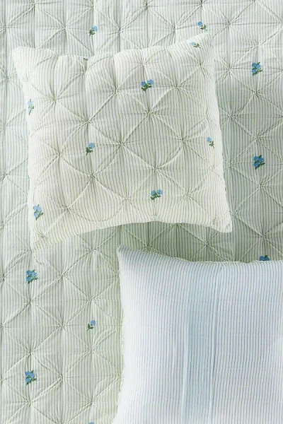 Anthropologie Emilia Cotton Voile Floral Icon Embroidered Euro Sham In White