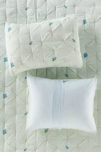 Anthropologie Emilia Cotton Voile Floral Icon Embroidered Shams, Set Of 2 In Gray
