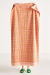 Anthropologie Emira Cotton Fringed Beach Towel In Orange