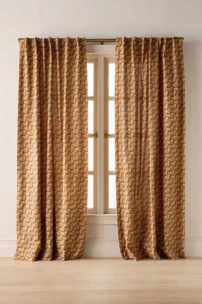 Anthropologie Emlen Printed Cotton Floral Curtain In Brown