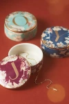 Anthropologie Emmaline Stoneware Lidded Monogram Trinket Dish In Multi