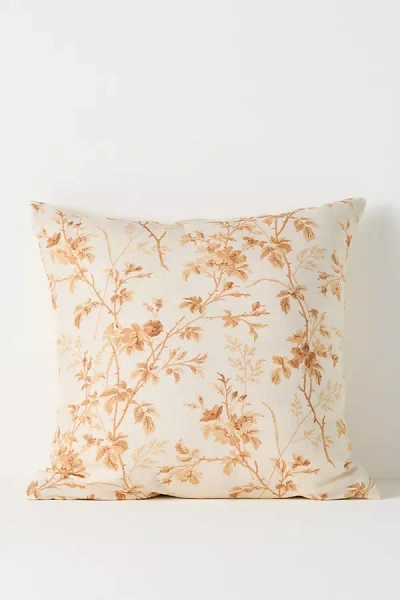 Anthropologie Emmett Cotton Printed Floral Pillow In Neutral