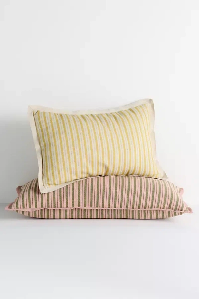 Anthropologie Emmett Cotton Printed Stripe Pillow In Yellow