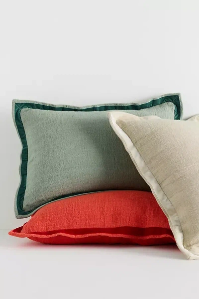 Anthropologie Emory Linen Velvet Bordered Pillow In Multi
