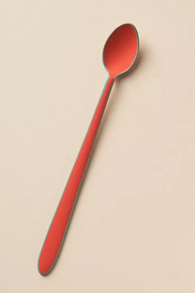 Anthropologie Enameled Cocktail Spoon In Red