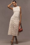 Anthropologie Endless Rose Sleeveless Textured Midi Dress In White